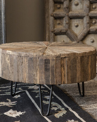 Be-Uniq Bijzettafel Star | Oud Hout | H33 x D57 cm