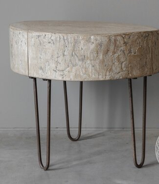 Be-Uniq Bijzettafel | Schijf Hout | China | H55 x B45 x D50 cm