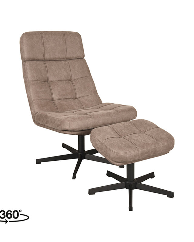 LABEL51 Relaxfauteuil Alvar + Ottomane 53x57x83 cm