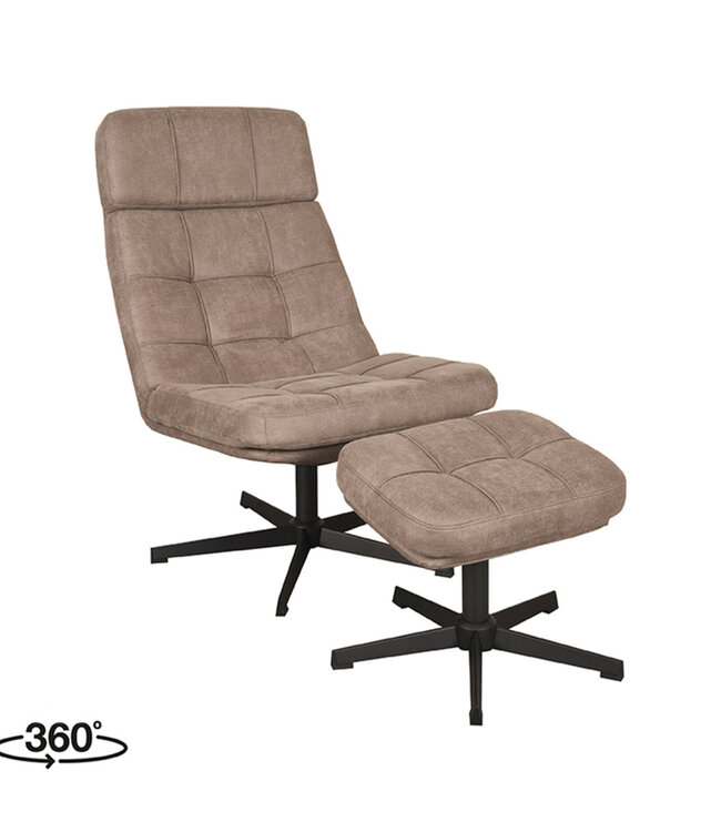 LABEL51 Relaxfauteuil Alvar + Ottomane 53x57x83 cm