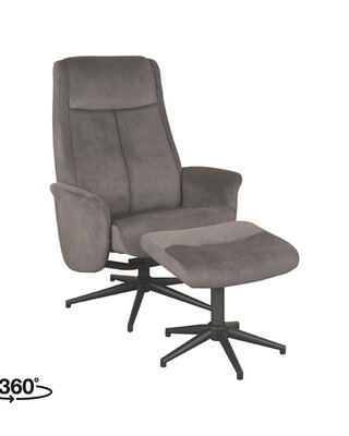 LABEL51 Relaxfauteuil Bergen + Ottomane 77x76x105 cm