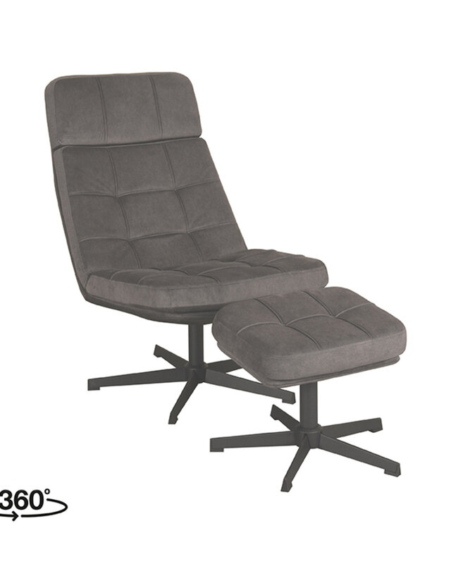 LABEL51 Relaxfauteuil Alvar + Ottomane 53x57x83 cm