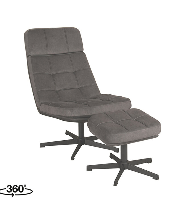 LABEL51 Relaxfauteuil Alvar + Ottomane 53x57x83 cm