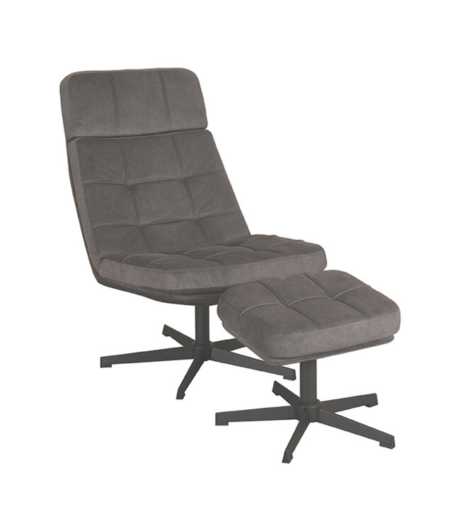 LABEL51 Relaxfauteuil Alvar + Ottomane 53x57x83 cm