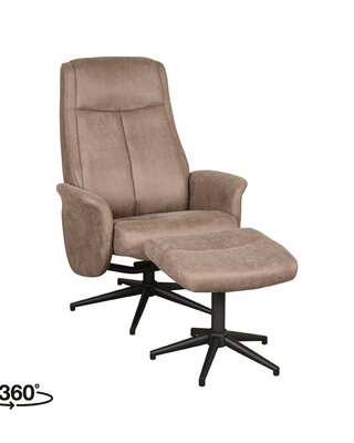 LABEL51 Relaxfauteuil Bergen + Ottomane 77x76x105 cm