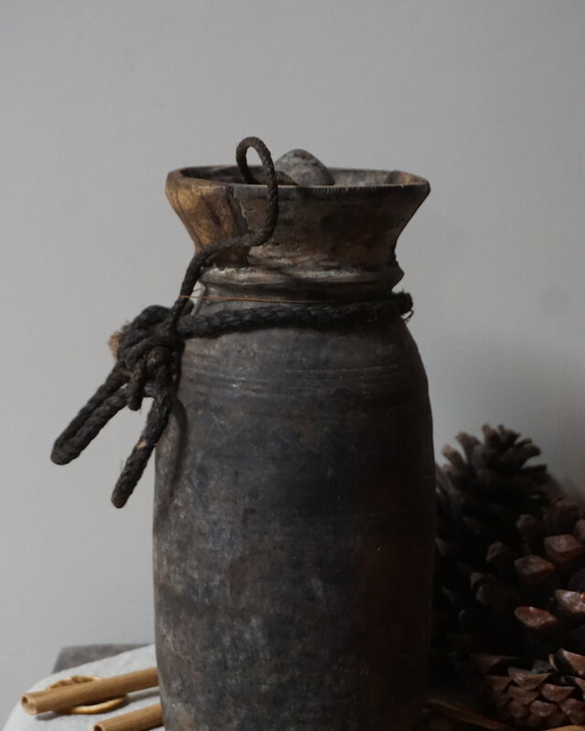 Rene Houtman Nepalese Houten Pot Met Deksel | H28 x D13 cm