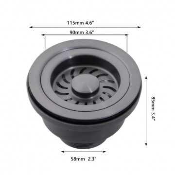 Rene Houtman Gootsteenafvoer | Gun Metal | 11,5 cm
