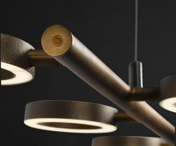 Frezoli Apriro Hanglamp | 8 Lichten | Donker Messing