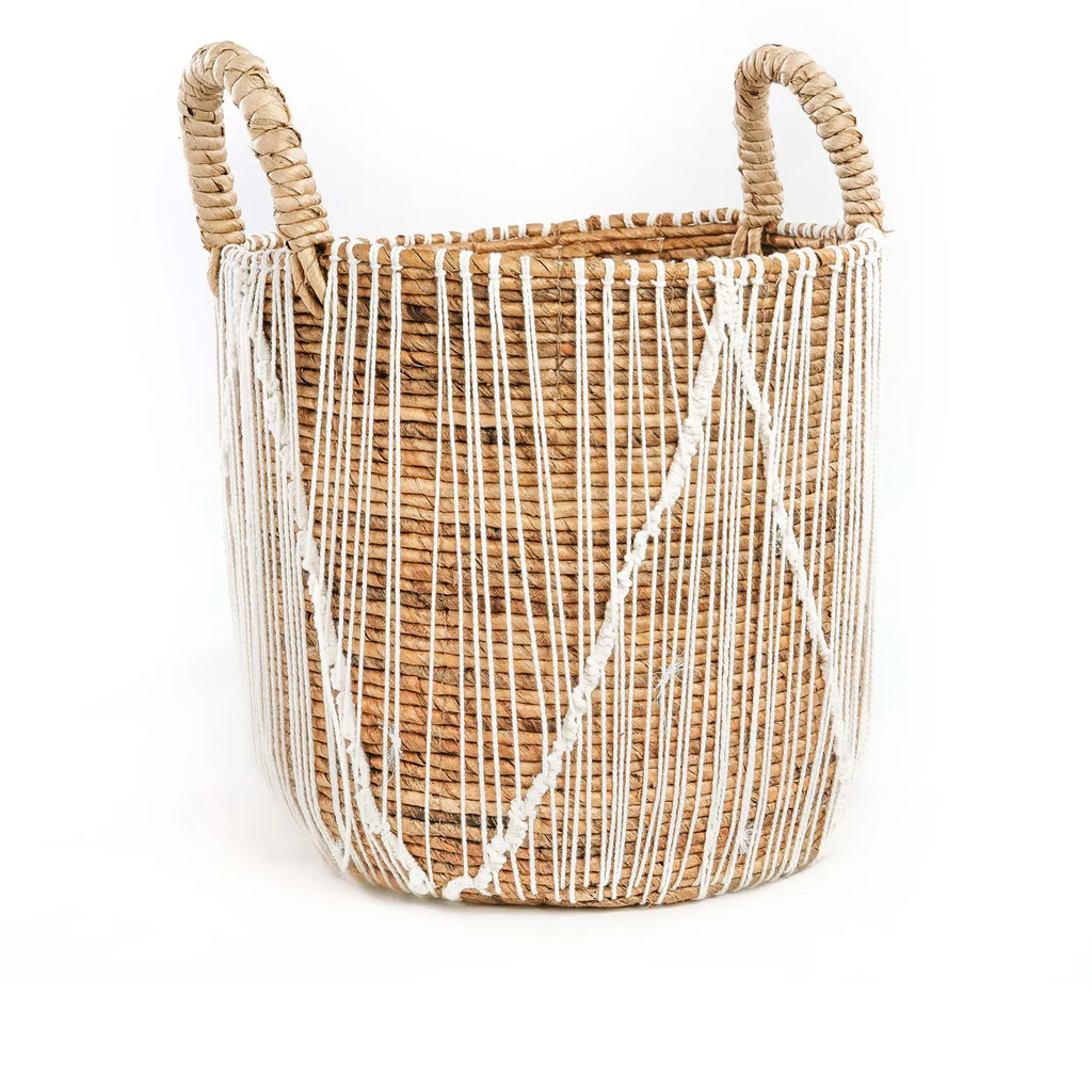 Bazar Bizar De Straight Stitched Macrame Mand - Naturel Wit - L