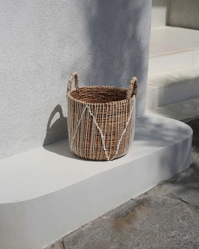 Bazar Bizar De Straight Stitched Macrame Mand - Naturel Wit - L
