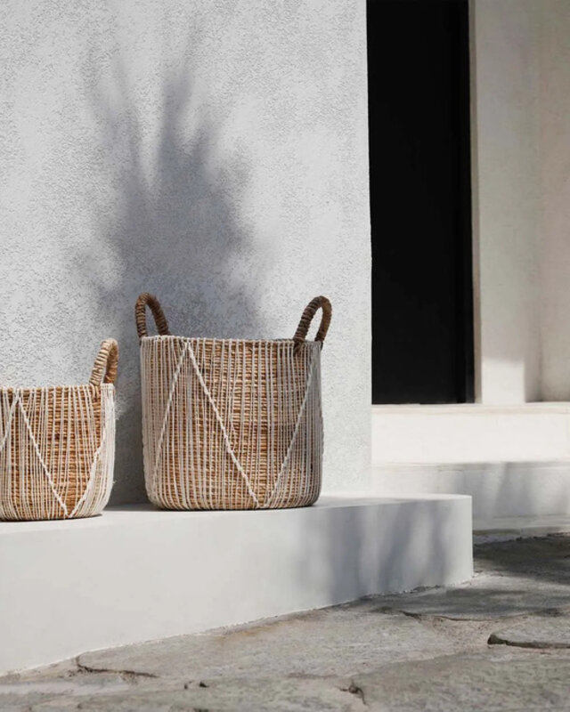 Bazar Bizar De Straight Stitched Macrame Mand - Naturel Wit - L