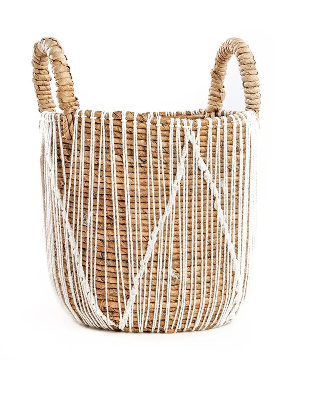 Bazar Bizar De Straight Stitched Macrame Mand - Naturel Wit - S