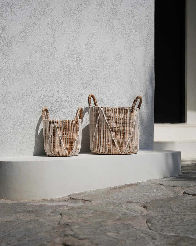 Bazar Bizar De Straight Stitched Macrame Mand - Naturel Wit - S