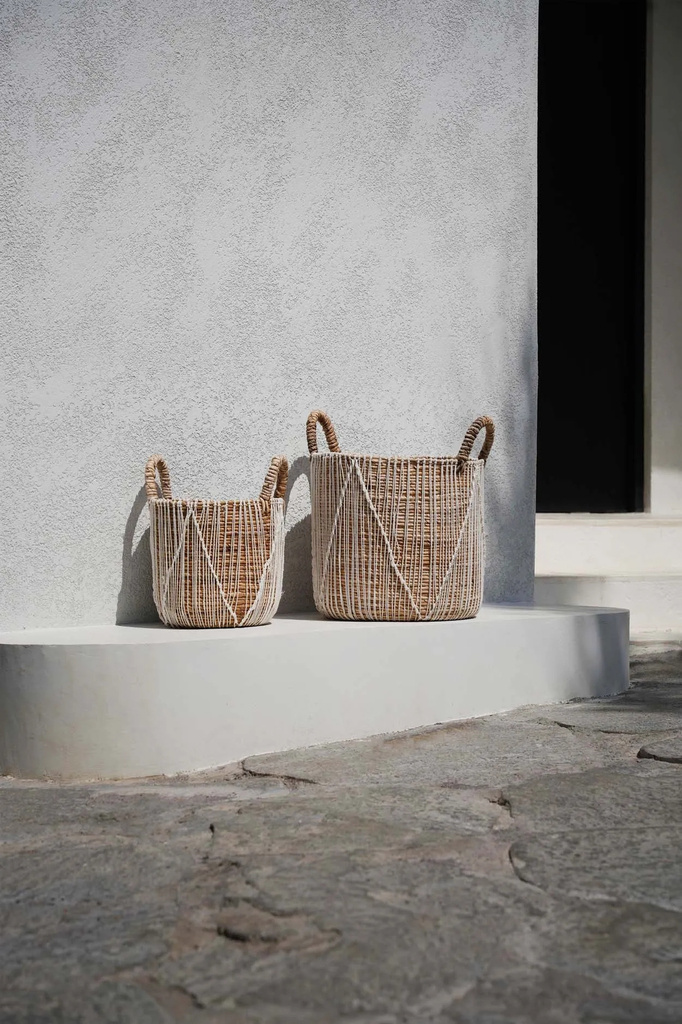 Bazar Bizar De Straight Stitched Macrame Mand - Naturel Wit - S