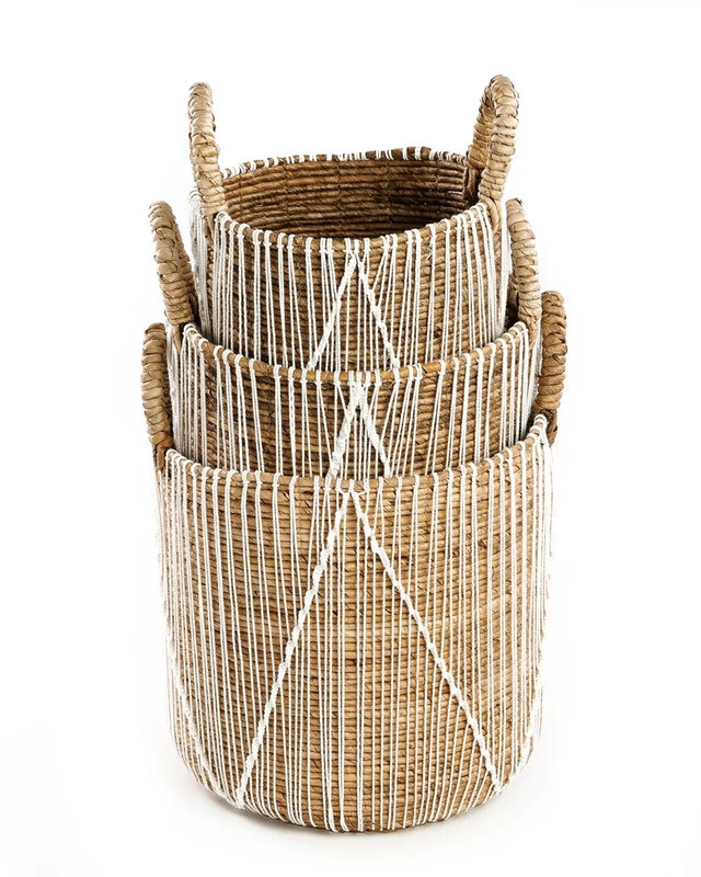 Bazar Bizar De Straight Stitched Macrame Mand - Naturel Wit - S