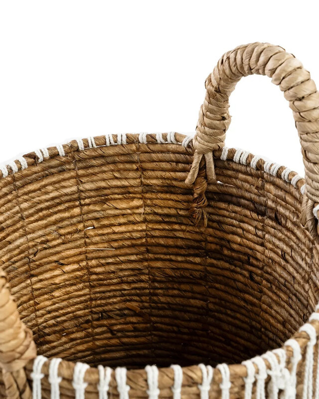 Bazar Bizar De Straight Stitched Macrame Mand - Naturel Wit - S