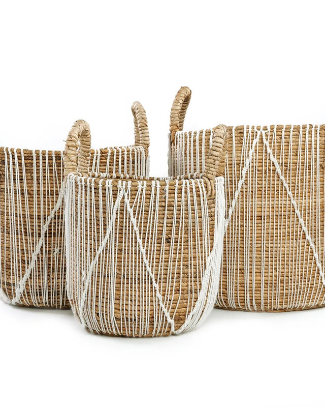 Bazar Bizar De Straight Stitched Macrame Mand - Naturel Wit - S