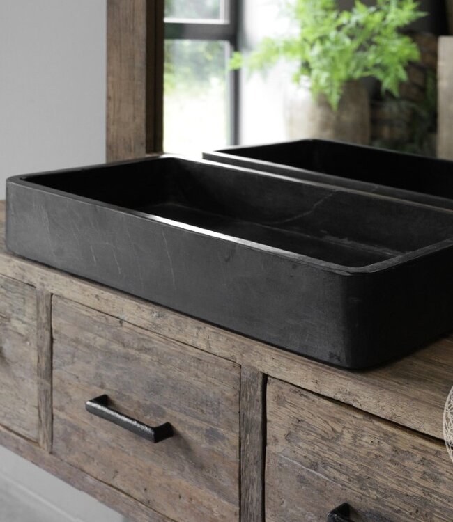 Be-Uniq Handgekapte Stenen Wasbak | H11 x B60 x D34 cm