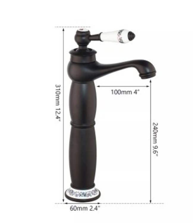 Rene Houtman Nostalgische Wastafelkraan | Zwart | H31 cm