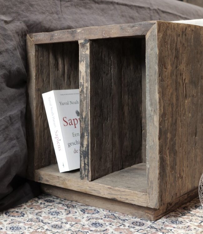 Be-Uniq Houten Bedbak/Kist | Linnen Zitting | H45 x B120 x D40 cm