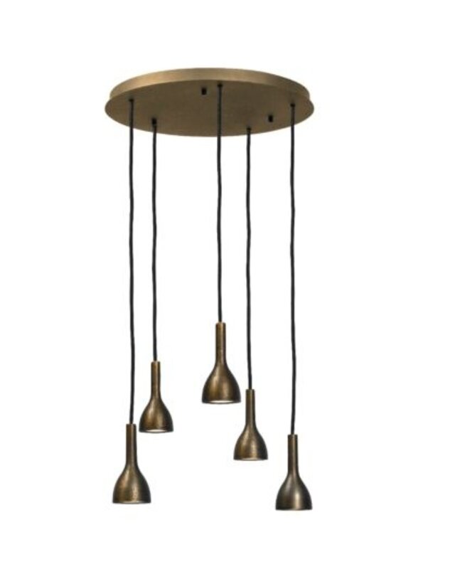 Frezoli Hanglamp Tulipi 5 | Donker Messing | L250 cm