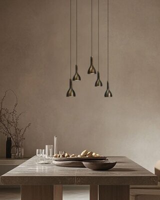 Frezoli Hanglamp Tulipi 5 | Donker Messing | L250 cm
