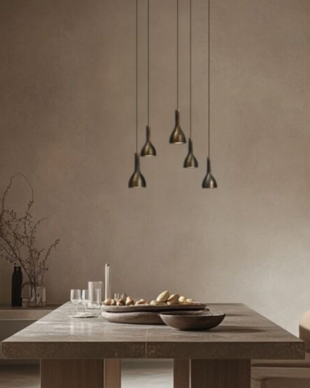 Frezoli Hanglamp Tulipi 5 | Donker Messing | L250 cm