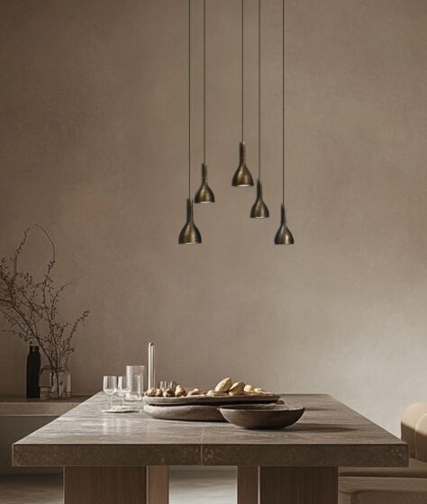 Frezoli Hanglamp Tulipi 5 | Donker Messing | L250 cm
