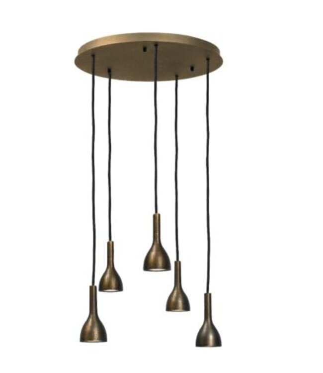 Frezoli Hanglamp Tulipi 5 | Donker Messing | L250 cm