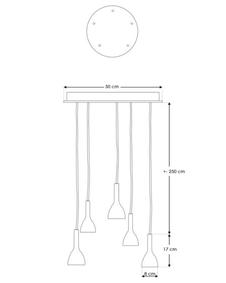 Frezoli Hanglamp Tulipi 5 | Donker Messing | L250 cm