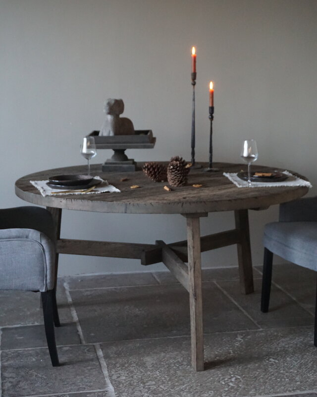 Rene Houtman Tafel Anouk | Oud Eiken Wagonplank Geborsteld | Meerdere Maten