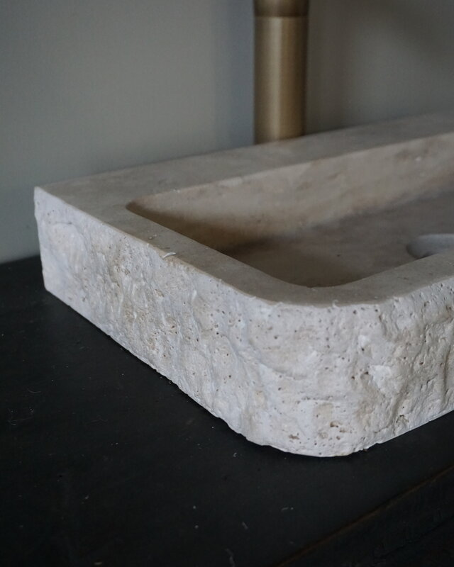 Forzalaqua Wasbak Taranti | Travertin Gezoet | H8 x B50 x D30 cm