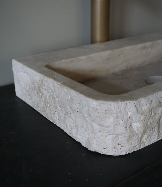 Forzalaqua Wasbak Taranti | Travertin Gezoet | H8 x B50 x D30 cm