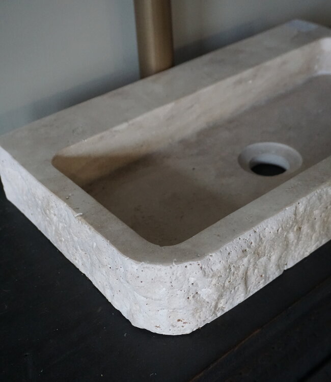 Forzalaqua Wasbak Taranti | Travertin Gezoet | H8 x B50 x D30 cm