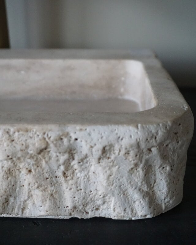 Forzalaqua Wasbak Taranti | Travertin Gezoet | H8 x B50 x D30 cm
