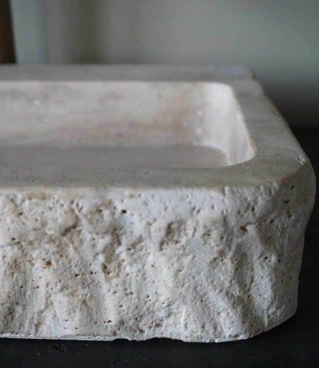 Forzalaqua Wasbak Taranti | Travertin Gezoet | H8 x B50 x D30 cm