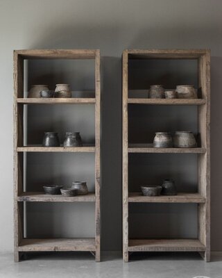 Be-Uniq Oud Houten Boekenrek - H200 x B80 x D40 cm