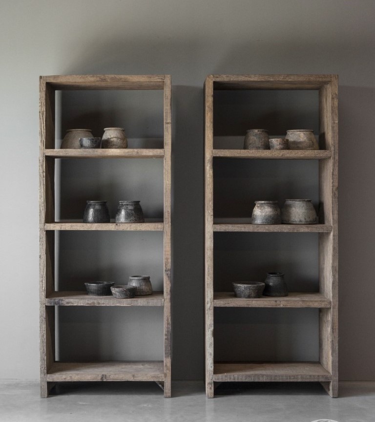 Be-Uniq Oud Houten Boekenrek - H200 x B80 x D40 cm