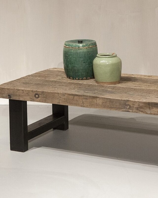 Be-Uniq Robuuste Oud Houten Salontafel | 120 cm