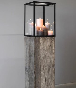 Be-Uniq Set Glazen Display Op Houten Zuil | 3 Maten