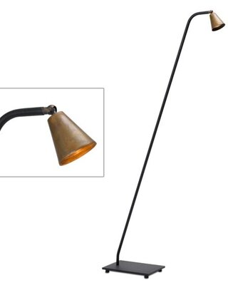 Frezoli Stays Vloerlamp | Mat Zwart Met Koperen Kap