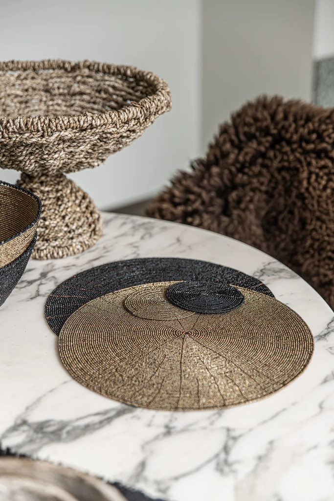 Bazar Bizar De Beaded Onderzetter - Zwart
