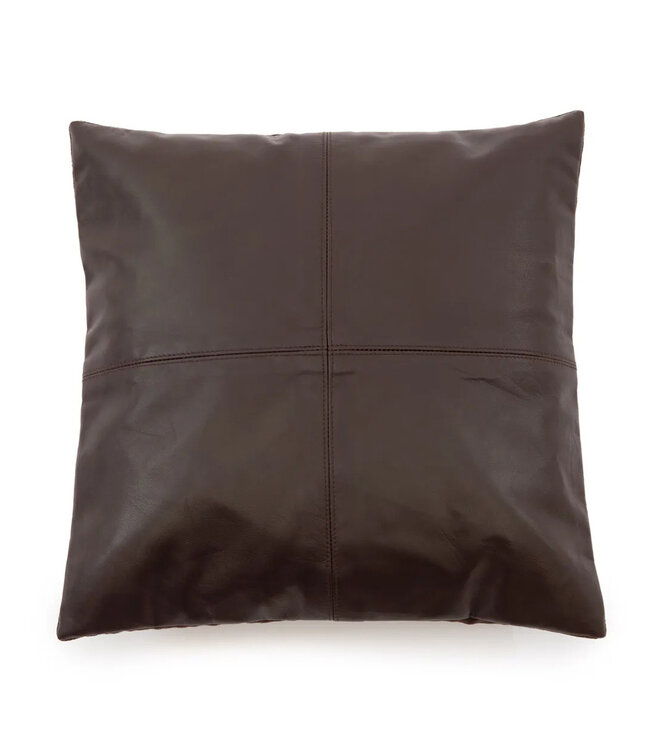 Bazar Bizar De Four Panel Leather Kussenhoes - Chocolade - 40x40
