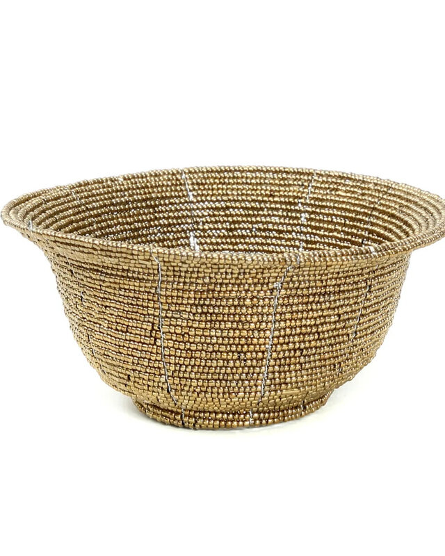 Bazar Bizar De Beaded Kom Laag - Goud - S