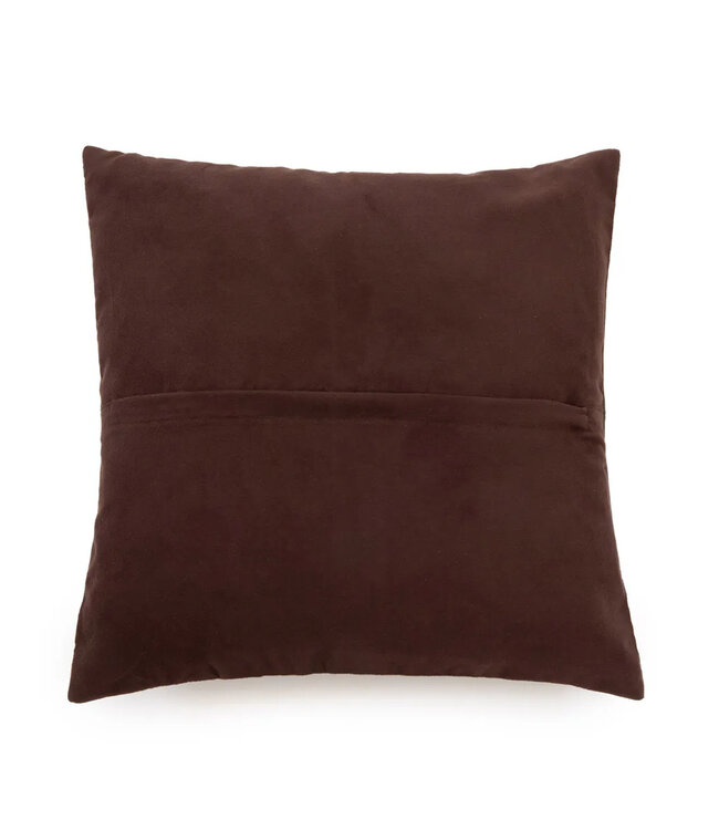 Bazar Bizar De Four Panel Leather Kussenhoes - Chocolade - 40x40