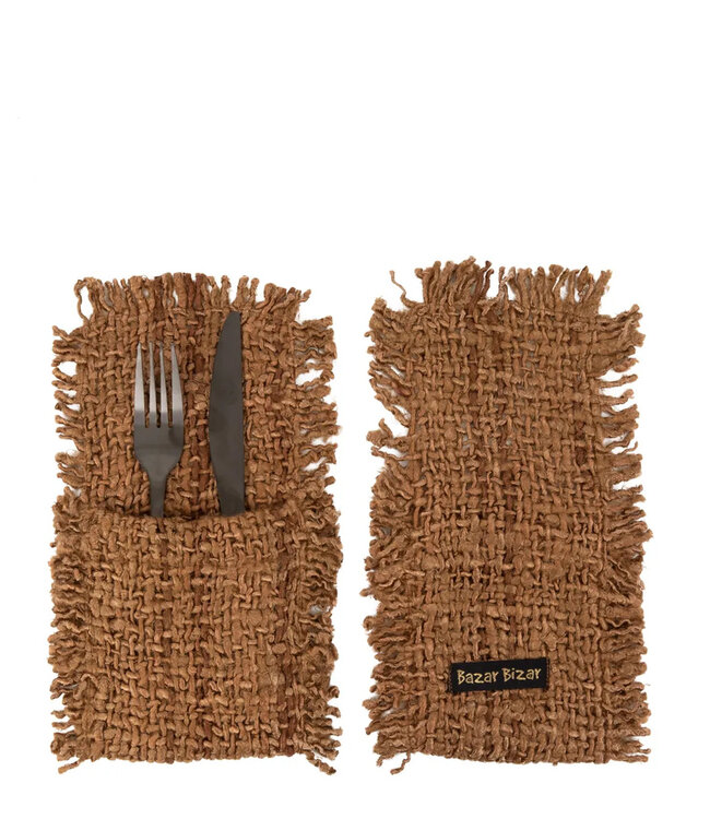 Bazar Bizar Het Oh My Gee Bestekzakje - Bruin - Set van 4