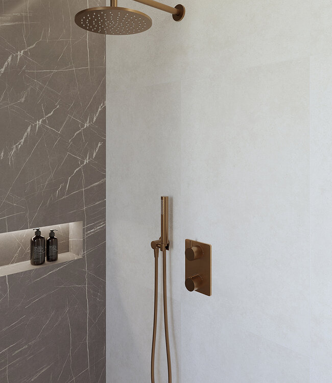 Wiesbaden Caral Complete Doucheset | Geborsteld Brons Koper | 2 Maten