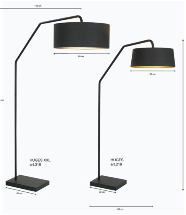 Frezoli Huges Vloerlamp | Mat Zwart | H200,7 cm