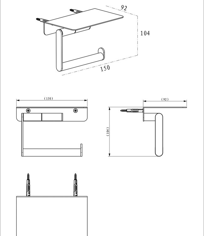 Wiesbaden Alonzo Toiletrolhouder Met Planchet | Veel Kleuren!