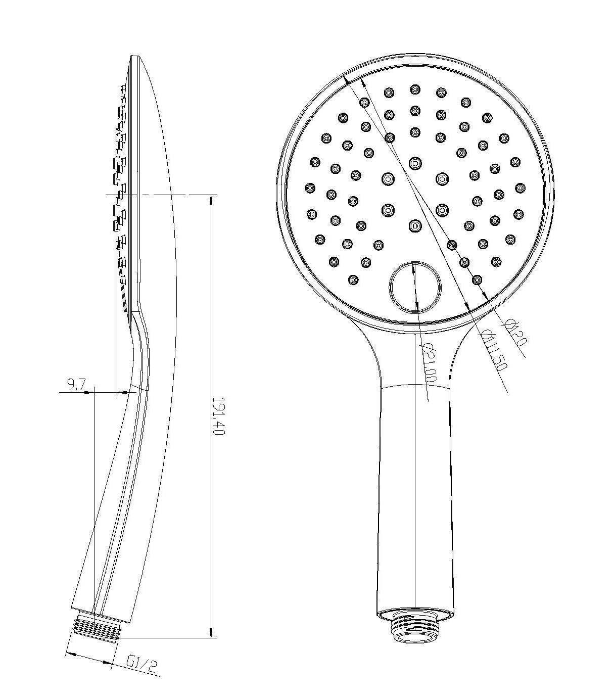Wiesbaden Handdouche | 3 Standen | Ø 12 cm | Veel Kleuren!